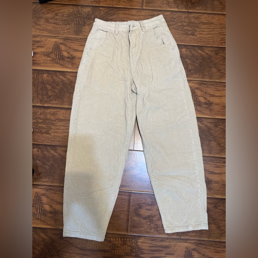 High waisted khaki corduroy pants - Picture 1 of 2